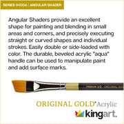 KINGART® Original Gold® 9400A Angle Shader Series, Aqua Acrylic Handle, Premium Golden Taklon Multimedia Artist Brushes - Premium - KINGART