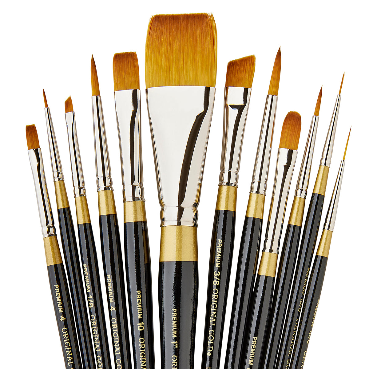 Get The Gold: Original Gold, Golden Taklon Brushes, Set of 12