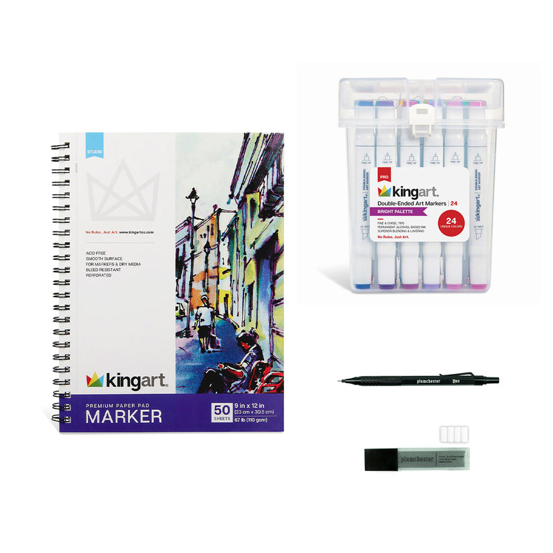 Starter Bundle: Double-Ended Alcohol Marker Illustration -  - KINGART