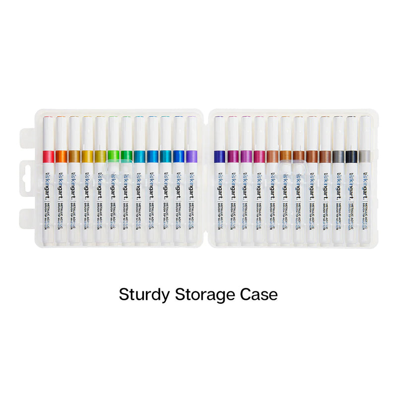 Acrylic Paint Brush Tip Markers 24 Metallic Colors - Studio - KINGART