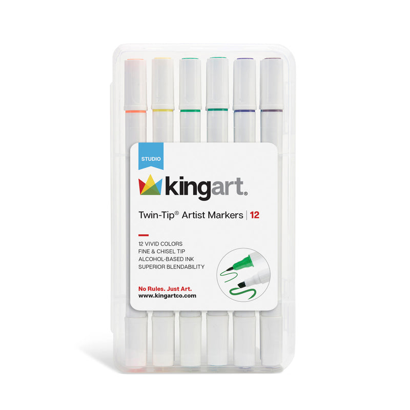 Twin-Tip™ Alcohol Markers 12 Colors - Studio - KINGART
