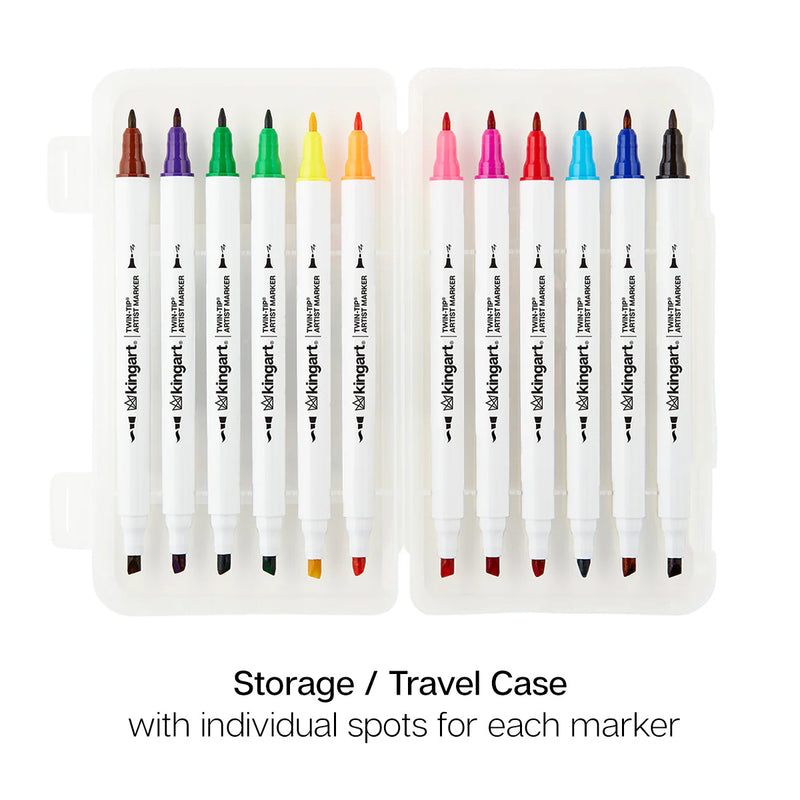 Twin-Tip™ Alcohol Markers 12 Colors - Studio - KINGART
