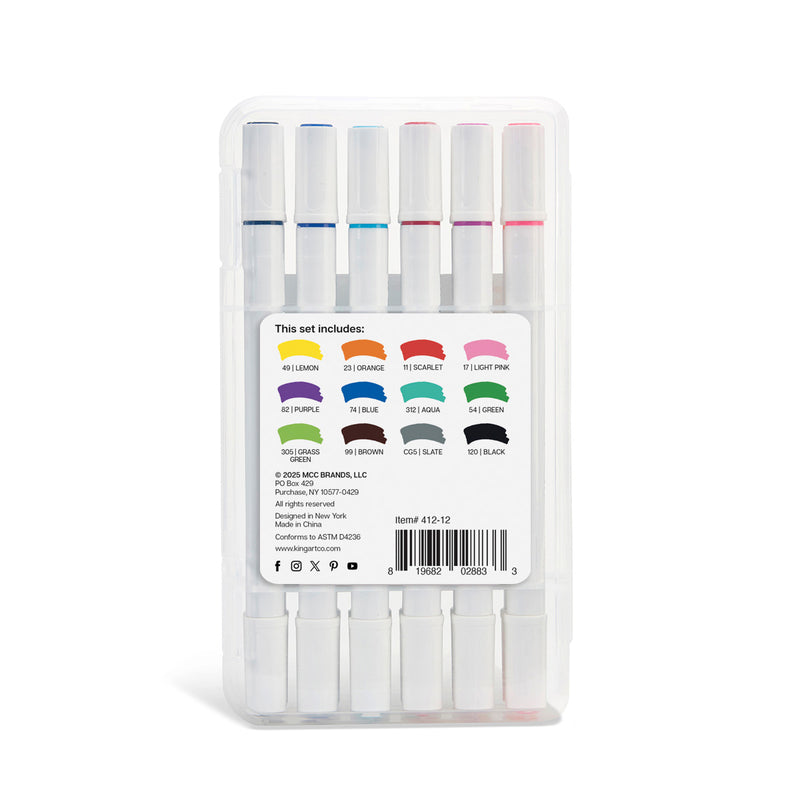 Twin-Tip™ Alcohol Markers 12 Colors - Studio - KINGART