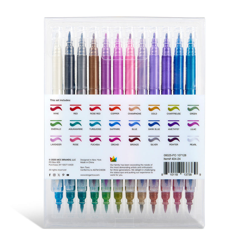 Twin-Tip™ Metallic Pens 24 Colors - MARKERS & PENS - KINGART