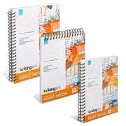 Mixed Media Paper Pad Bundle – 3 Pack (7”x10”, 8”x10”, 9”x12”) – 60 Sheets Each - ARTIST PAPER - KINGART