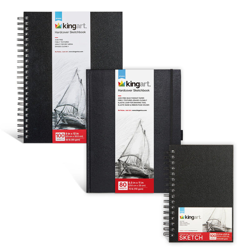Hardcover Sketchbook Bundle – 3 Pack (5.5”x8.5”, 8.5”x11”, 9”x12”) - ARTIST PAPER - KINGART