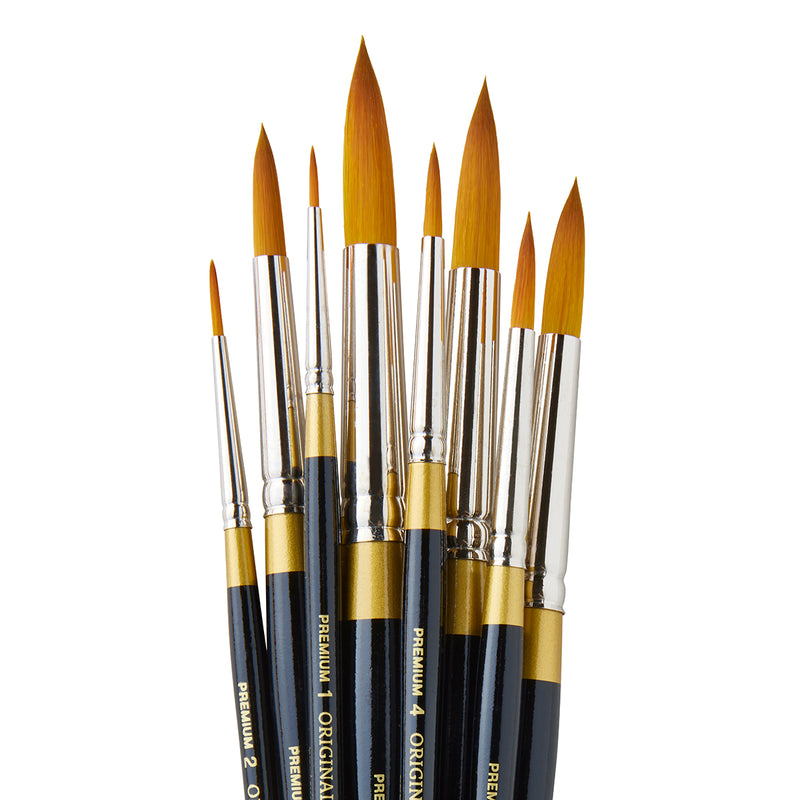 Original Gold® 9000 Round Brushes 8 pc - Premium - KINGART