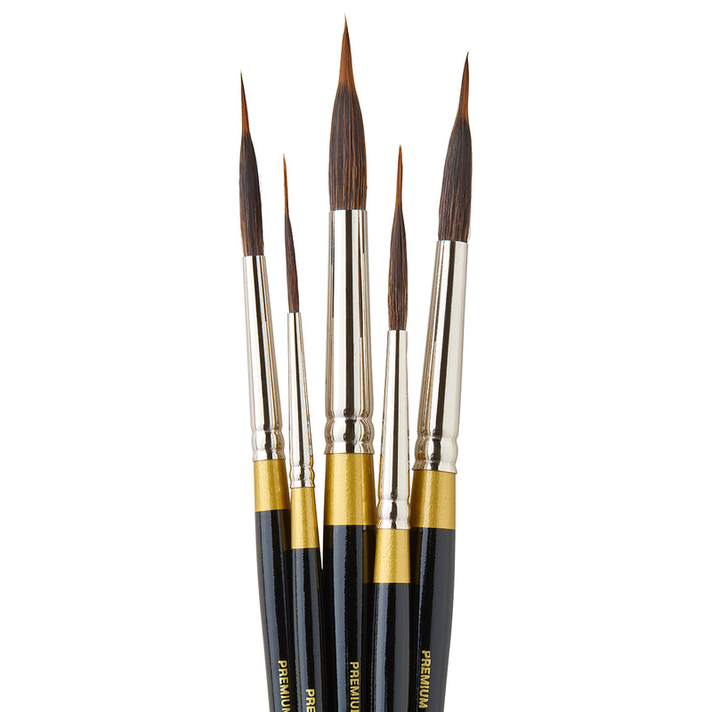 Original Gold® 9035 Round Needle Point Brush Set - 5 pcs - PREMIUM BRUSH SETS - KINGART