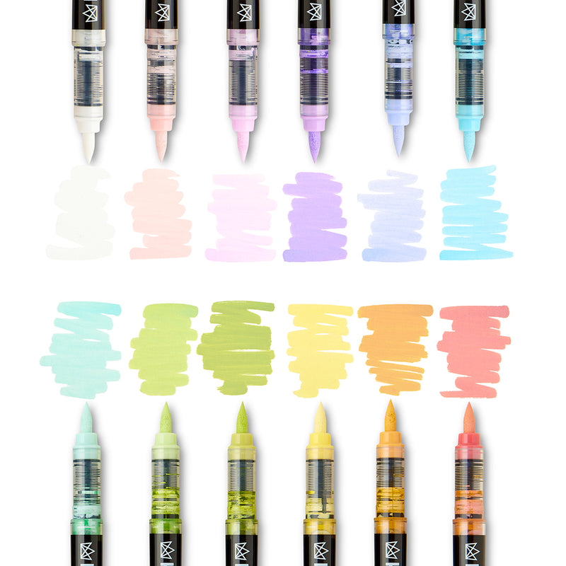 PRO Acrylic Paint Brush Pens 12 Pastel Colors - Pro - KINGART®