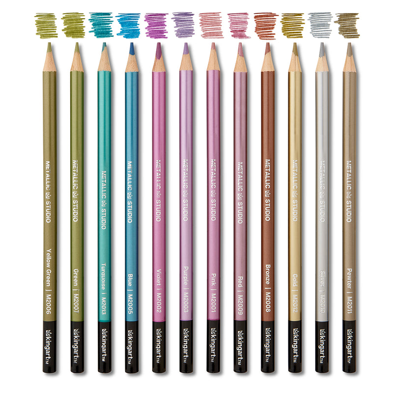 Colored Pencils 12 Metallic Colors - Studio - KINGART