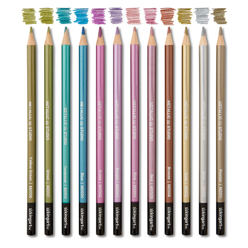 Colored Pencils 12 Metallic Colors - Studio - KINGART