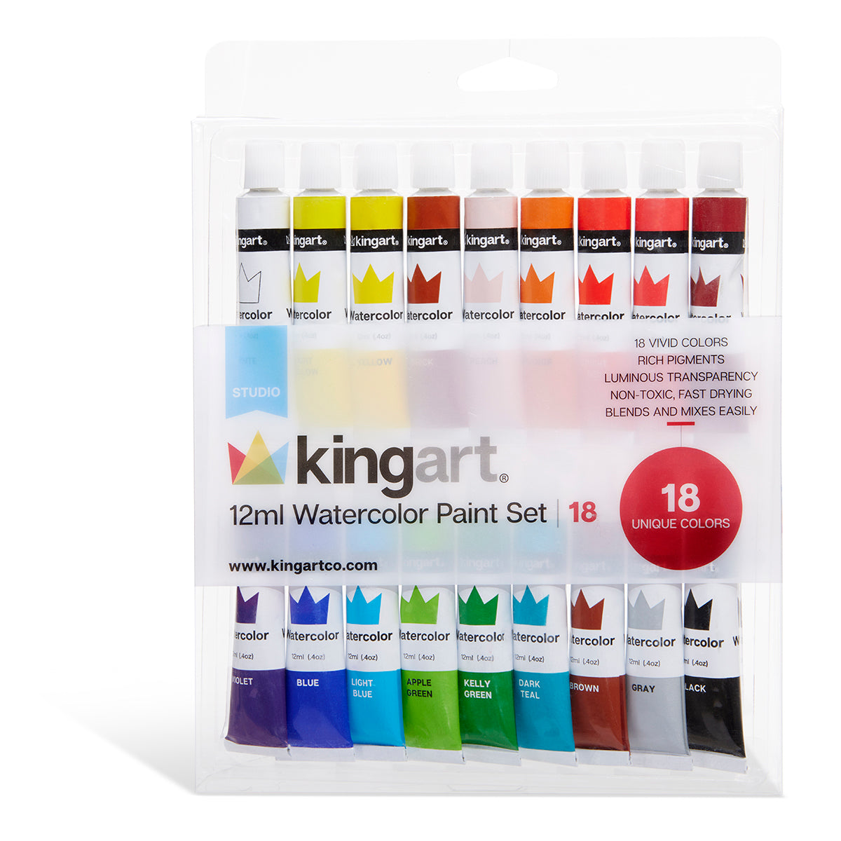 KINGART® PRO Artist Watercolor Half-Pans, Tin Box with Water Brush, Set of  48 Vibrant Colors