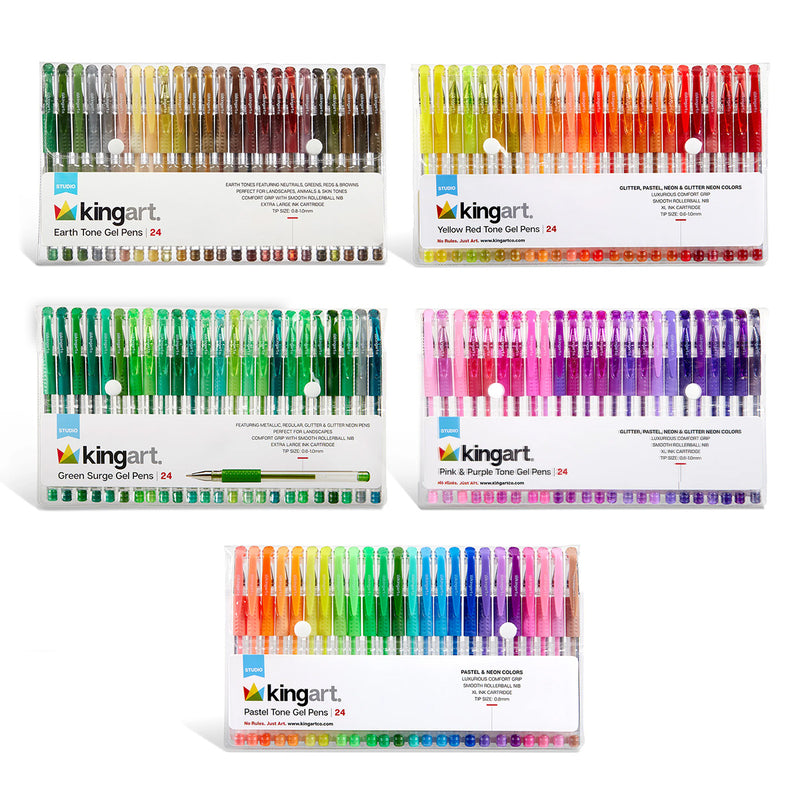 Gel Pens Soft Grip, 5 Sets, 120 pc - MARKERS & PENS - KINGART