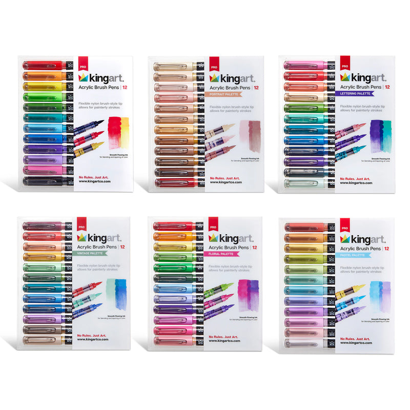 Acrylic Brush Tip Pens Bundle - 6 packs - Bundle - KINGART