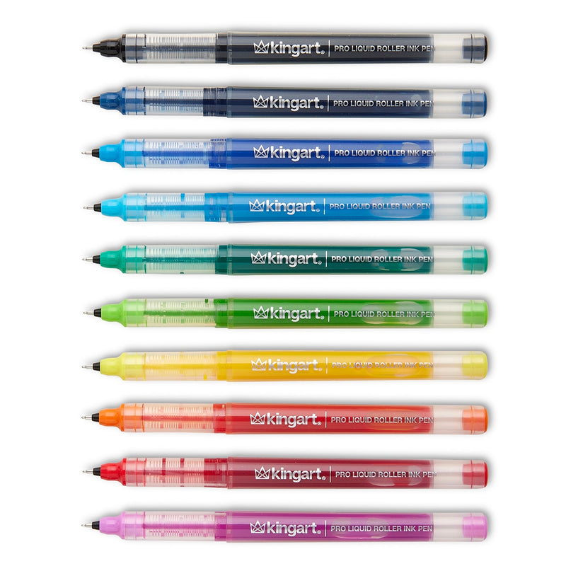 PRO Liquid Roller Ink Pens, 10 Colors - Pro - KINGART®