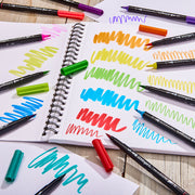 Twin-Tip™ Brush Pens 12 BRIGHT Colors - Pro - KINGART