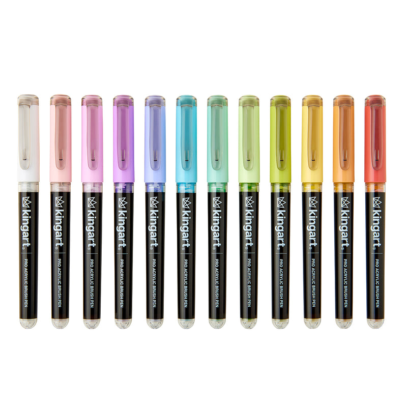 PRO Acrylic Paint Brush Pens 12 Pastel Colors - Pro - KINGART®