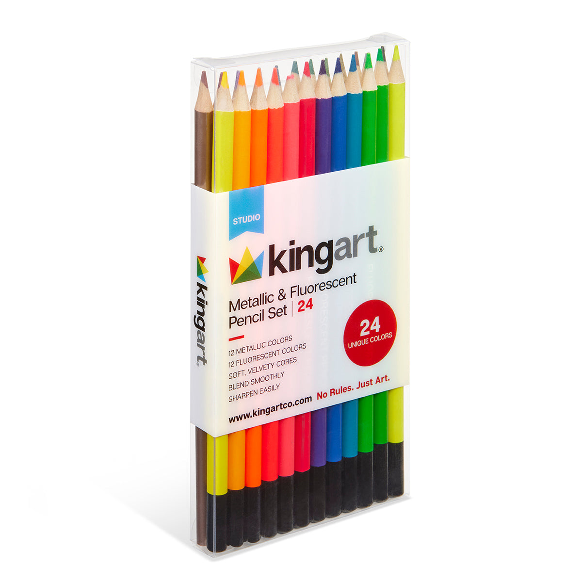 Studio Colored Pencils Set - Metallic & Neon Colors - 24 pc — KINGART