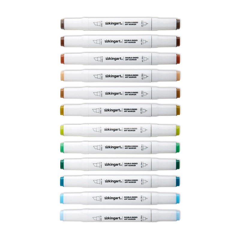 PRO Double-Ended Alcohol Markers 12 Landscape Colors - Pro - KINGART