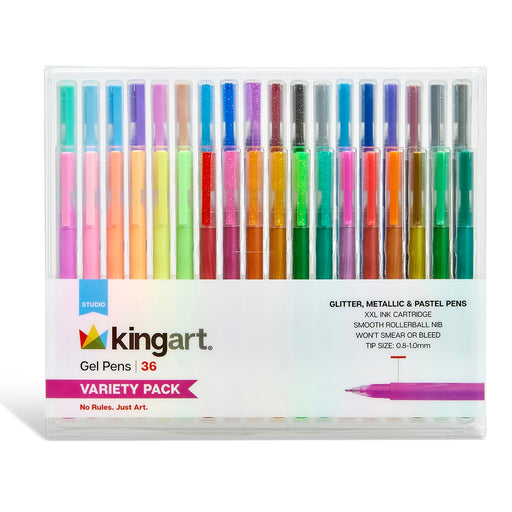 Gel Pens 36 Glitter, Metallic & Pastel Colors - MARKERS & PENS - KINGART