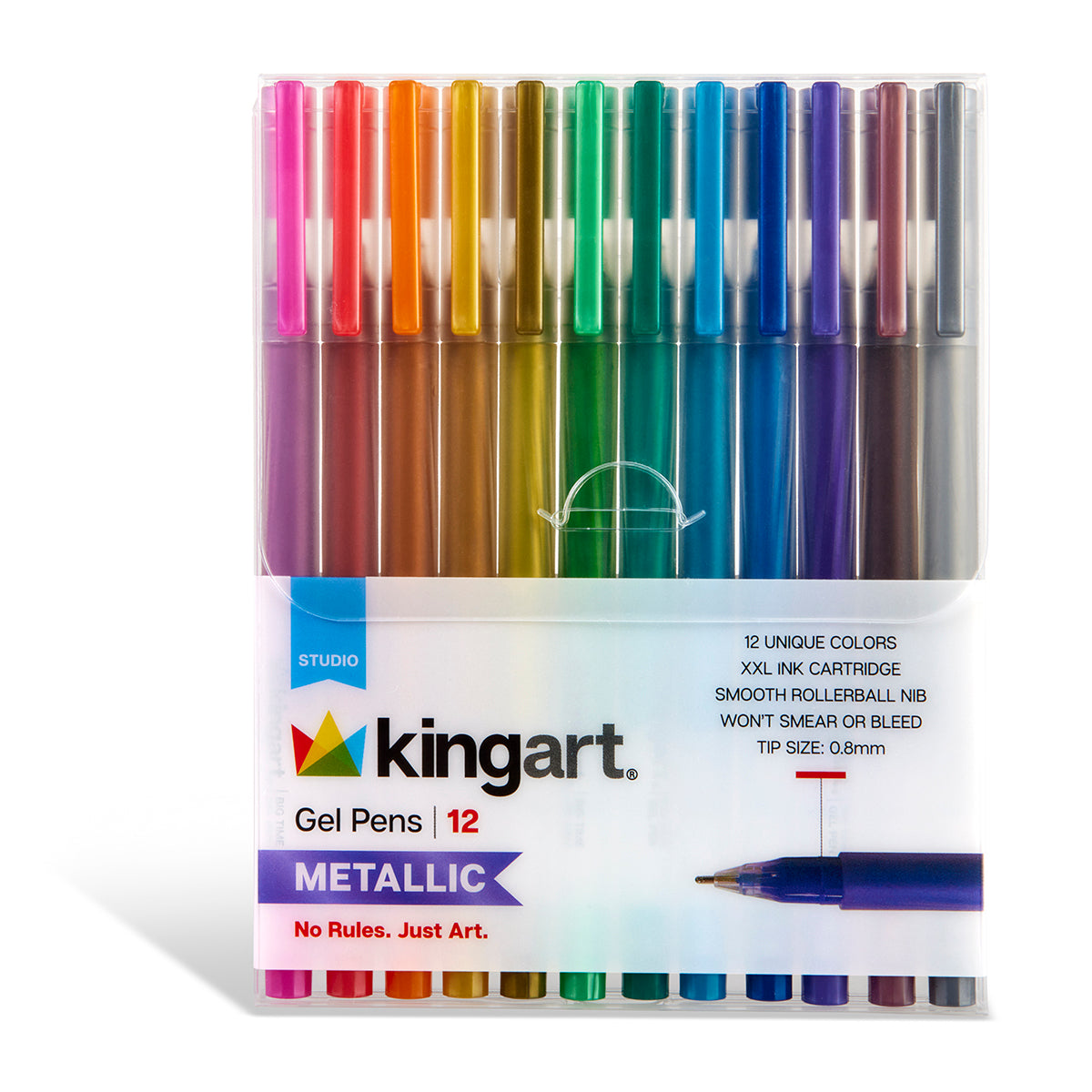 Kingart, Soft Grip Metallic Gel Pens, 2.0mm Ink Cartridge, Set of 20
