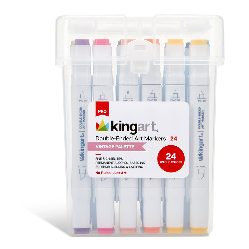PRO Double-Ended Alcohol Markers 24 Vintage Colors - MARKERS & PENS - KINGART