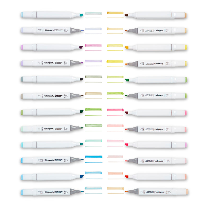 Double-Ended Alcohol Markers 24 Pastel Colors - Pro - KINGART