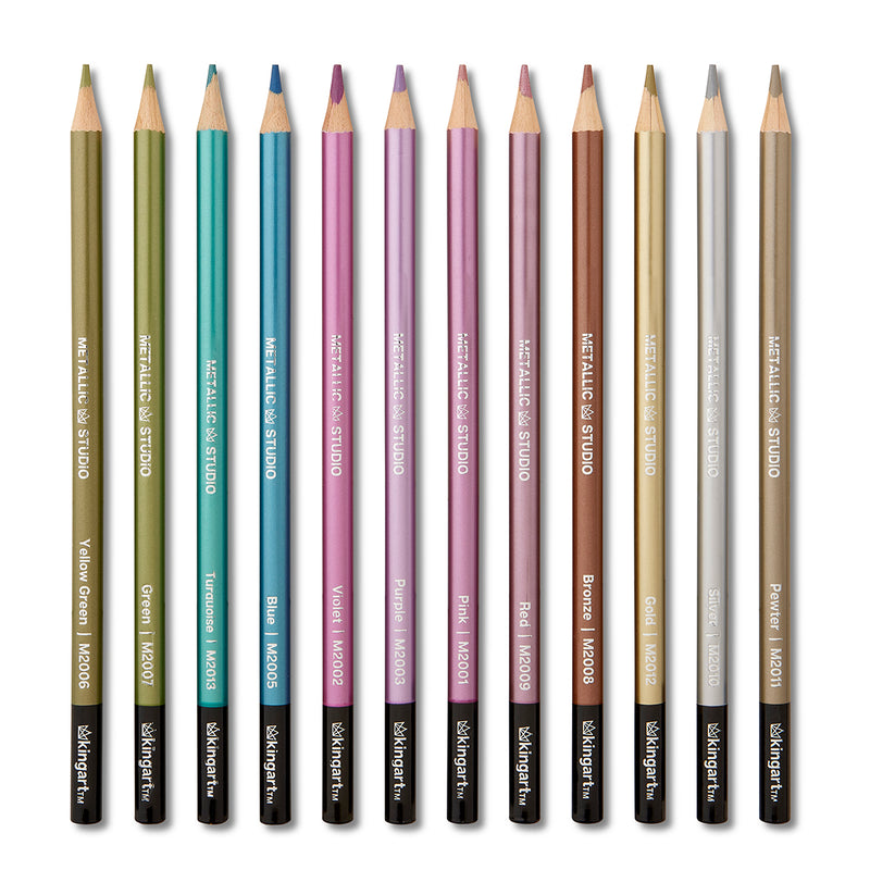 Colored Pencils 12 Metallic Colors - Studio - KINGART