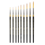 KINGART® Original Gold® 9050 Script Liner Series Premium Golden Taklon Multimedia Artist Brushes, Set of 9 Sizes - Premium - KINGART