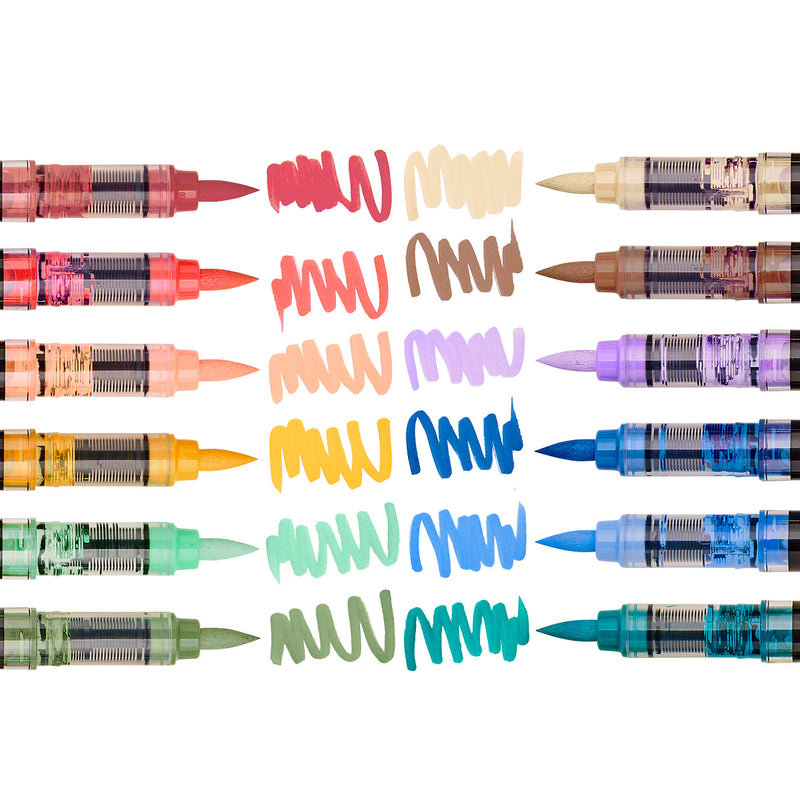 Acrylic Brush Tip Pens 12 Vintage Colors - Pro - KINGART
