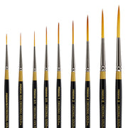KINGART® Original Gold® 9050 Script Liner Series Premium Golden Taklon Multimedia Artist Brushes, Set of 9 Sizes - Premium - KINGART