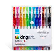 Gel Pens, Soft Grip, 12 Glitter Colors - Studio - KINGART®