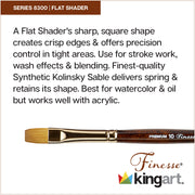 KINGART® Finesse™ Premium 8300 Flat Shader Series Watercolor Artist Brushes, Synthetic Kolinsky Sable Blend - Premium - KINGART®