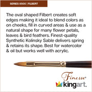 KINGART® Finesse™ Premium 8500 Filbert Series Watercolor Artist Brushes, Synthetic Kolinsky Sable Blend - Premium - KINGART®