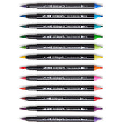 Twin-Tip™ Brush Pens 12 BRIGHT Colors - Pro - KINGART