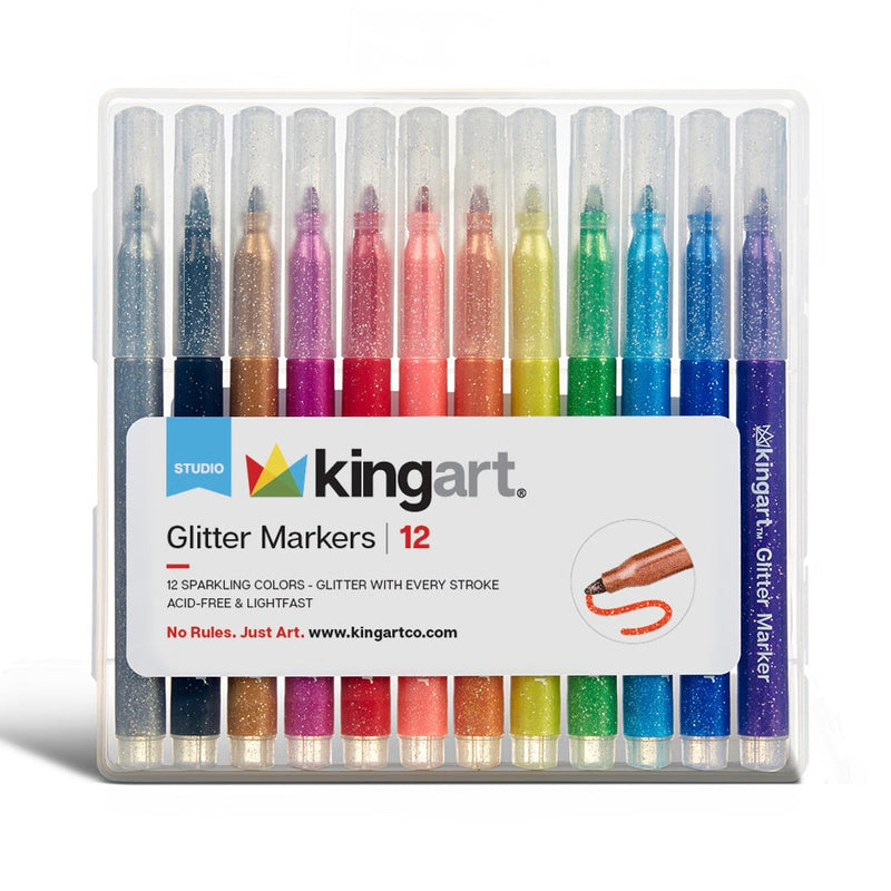 Glitter Markers 12 Colors - Studio - KINGART