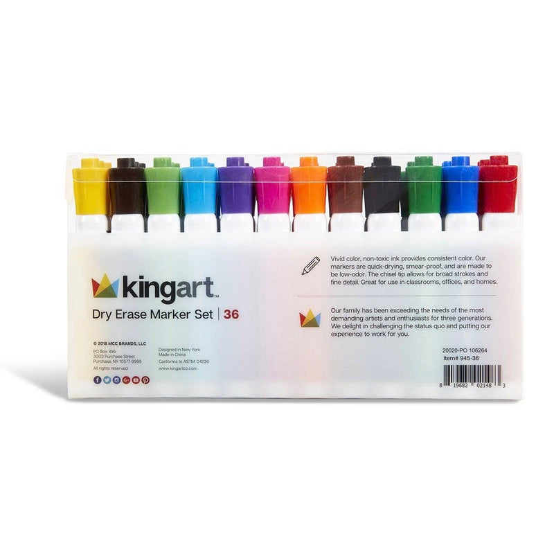 Dry Erase Markers 36 pc - Value - KINGART