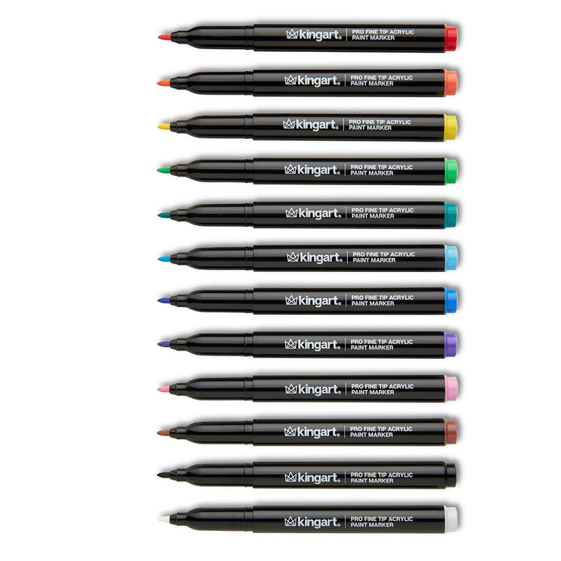 Acrylic Paint Markers - Fine Tip - 12 Classic Colors - MARKERS & PENS - KINGART