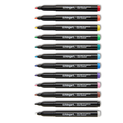 Acrylic Paint Markers - Fine Tip - 12 Classic Colors - MARKERS & PENS - KINGART