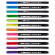 Twin-Tip™ Brush Pens 12 BRIGHT Colors - Pro - KINGART