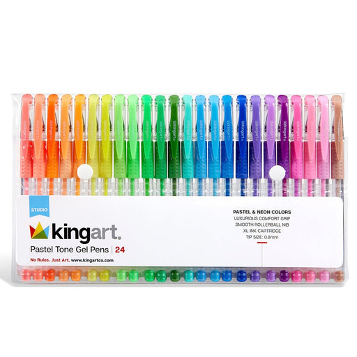 Gel Pens, Soft Grip, 24 Pastel Tone Colors - MARKERS & PENS - KINGART