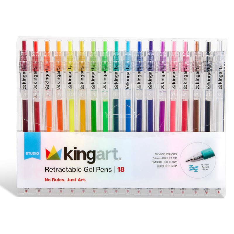 Gel Pens Retractable 18 Colors - MARKERS & PENS - KINGART