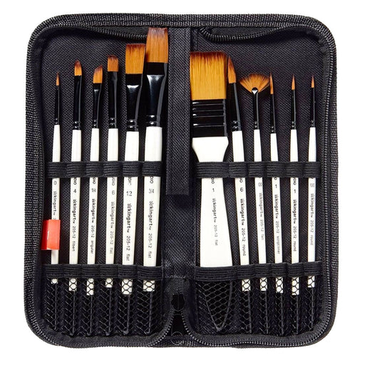 Brush Set Gold Nylon in Case 12 pc - Studio - KINGART