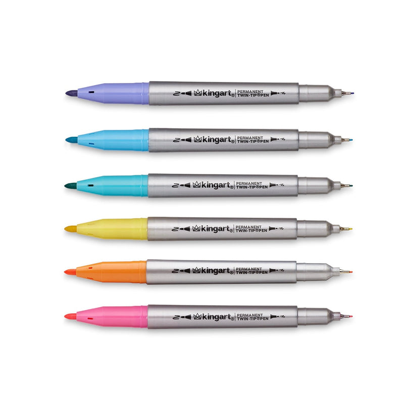 Permanent Twin-Tip™ Pens 6 Colors - Studio - KINGART