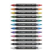 Twin-Tip Acrylic Paint Brush Pens - 12 Classic Colors - MARKERS & PENS - KINGART