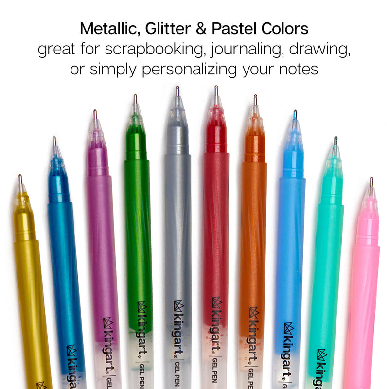 Gel Pens 36 Glitter, Metallic & Pastel Colors - MARKERS & PENS - KINGART