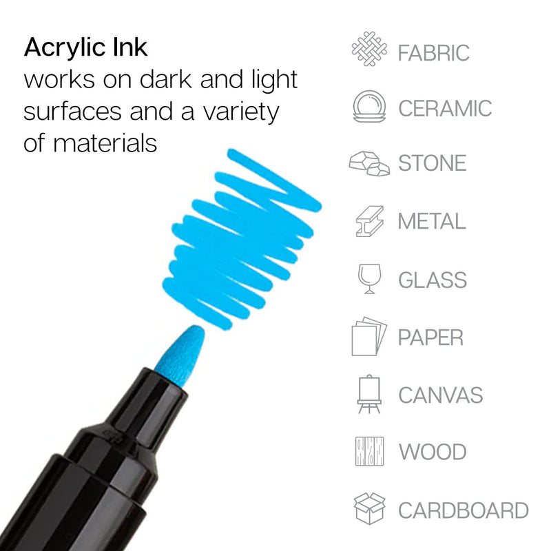 PRO Acrylic Paint Markers - 2mm Bullet Tip - 12 Earth Tones - MARKERS & PENS - KINGART