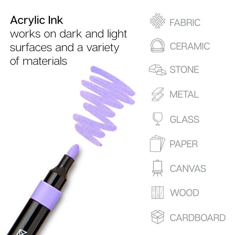 Acrylic Paint Markers Variety Set – Bright, Neutral, Floral, Pastel - 48 Count - MARKERS & PENS - KINGART