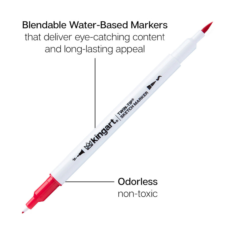 Twin-Tip™ Sketch Pens - Brush & Fine - Water-Based Ink - Single Colors