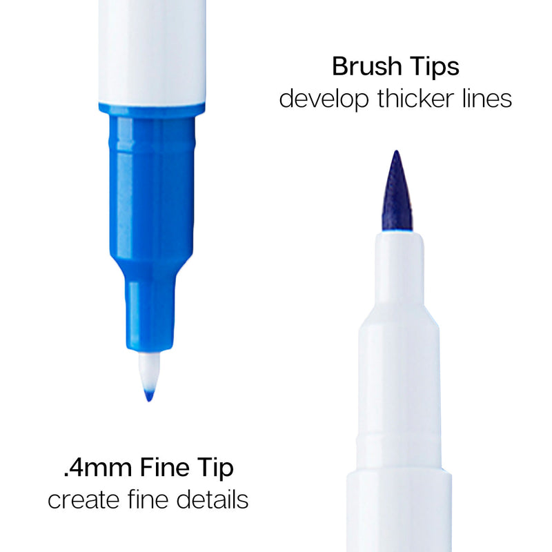 Twin-Tip™ Sketch Pens - Brush & Fine - Water-Based Ink - Single Colors